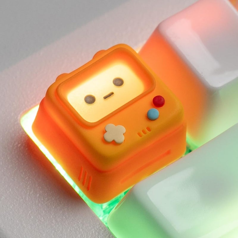 ULTRAEQUIP Artisan Keycaps, Cute Retro Game Consoler-Shpaed Keycaps, Shine Through Resin Handmade, Single 1U Replace Key for ESC Key Mechanical Keyboard (Orange) - Image 1